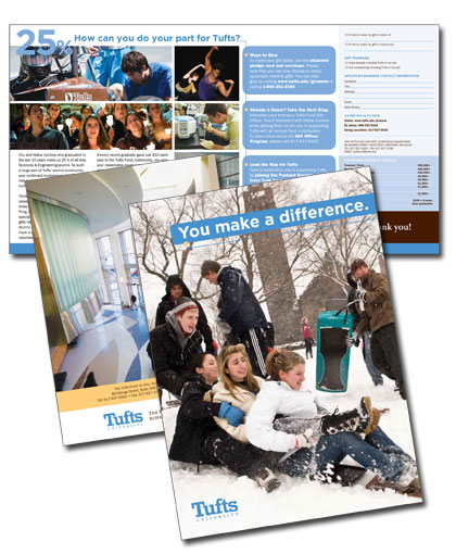 The Tufts Fund for Arts, Sciences & Engineering event handout with seasonal variations