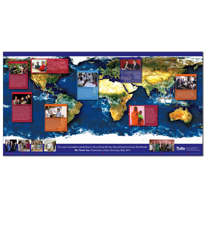 Tufts Friedman School 4 ft. x 2 ft. canvas wall hanging presented to retiring Dean