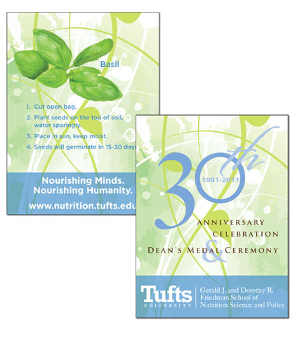 Tufts Friedman School of Nutrition basil seed table gift packaging