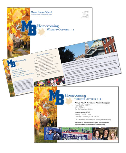 Moses Brown School Homecoming Weekend self-mailer