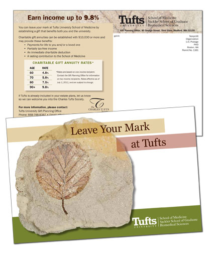 Tufts University School of Medicine charitable gift annuity postcard
