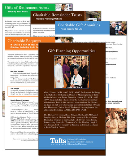 Tufts University School of Medicine planned giving brochure